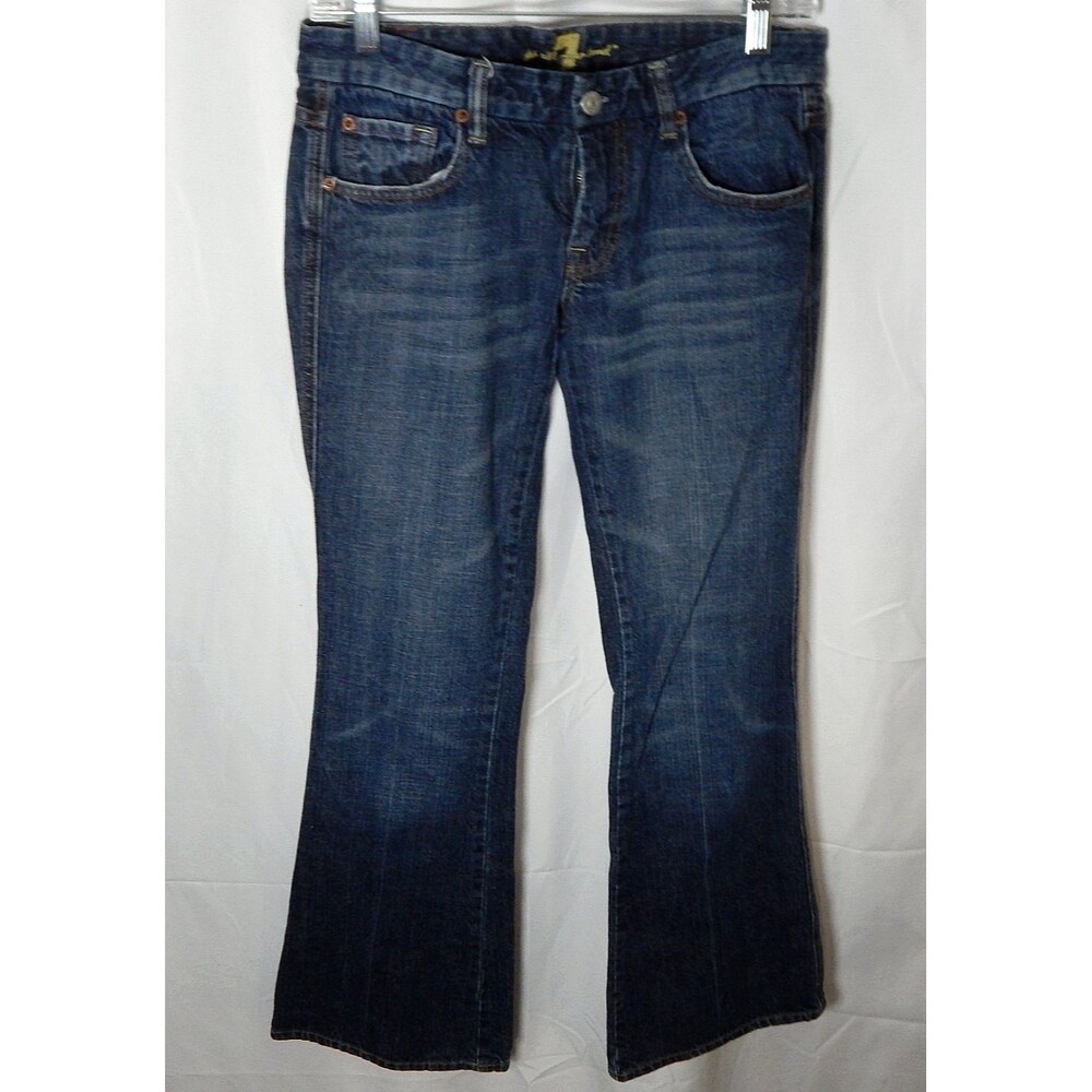 Seven 7 For All Mankind "A" Pocket Flare Boot Blue Jeans S 29 Cotton Pink Stitch